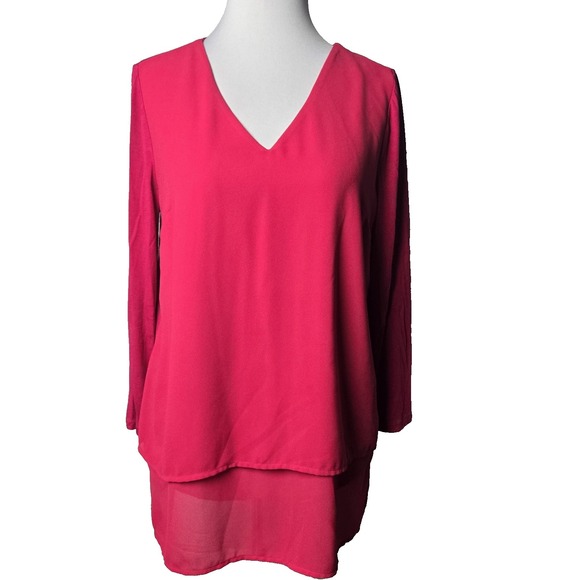 Michael Kors Tops - MK Michael Kors Rose Red Contrast Blouse Medium